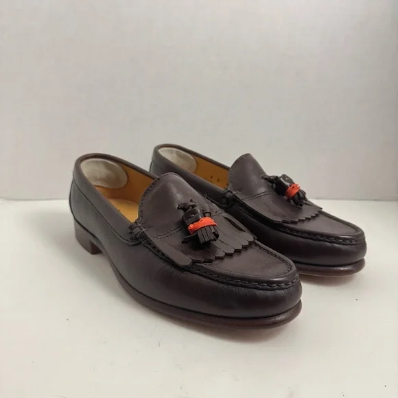 NWOT Alden Brown Leather Loafers with Tassels - Picture 2 of 9